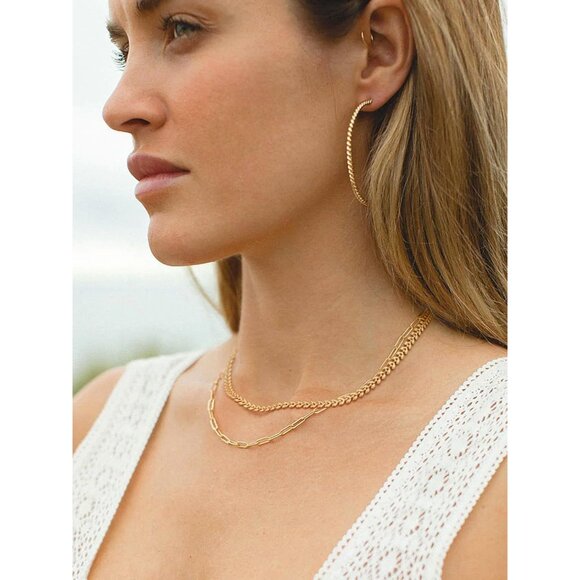 18K Gold Plated Paperclip Chain Choker Satellite Chain Freshwater Cultured Biwa - Picture 5 of 7